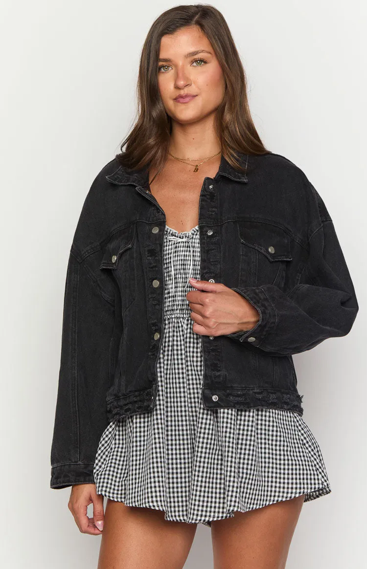Hugo Black Oversized Denim Jacket sold by Beginning Boutique product image thumbnail 2