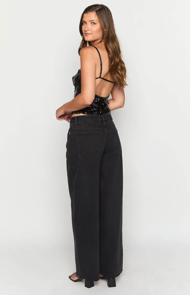 She's Yours Black Wide Leg Boyfriend Jeans sold by Beginning Boutique product image thumbnail 5