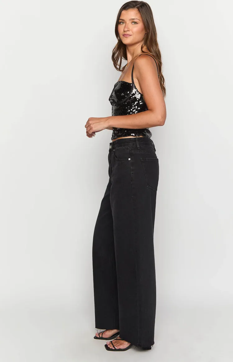 She's Yours Black Wide Leg Boyfriend Jeans sold by Beginning Boutique product image thumbnail 4