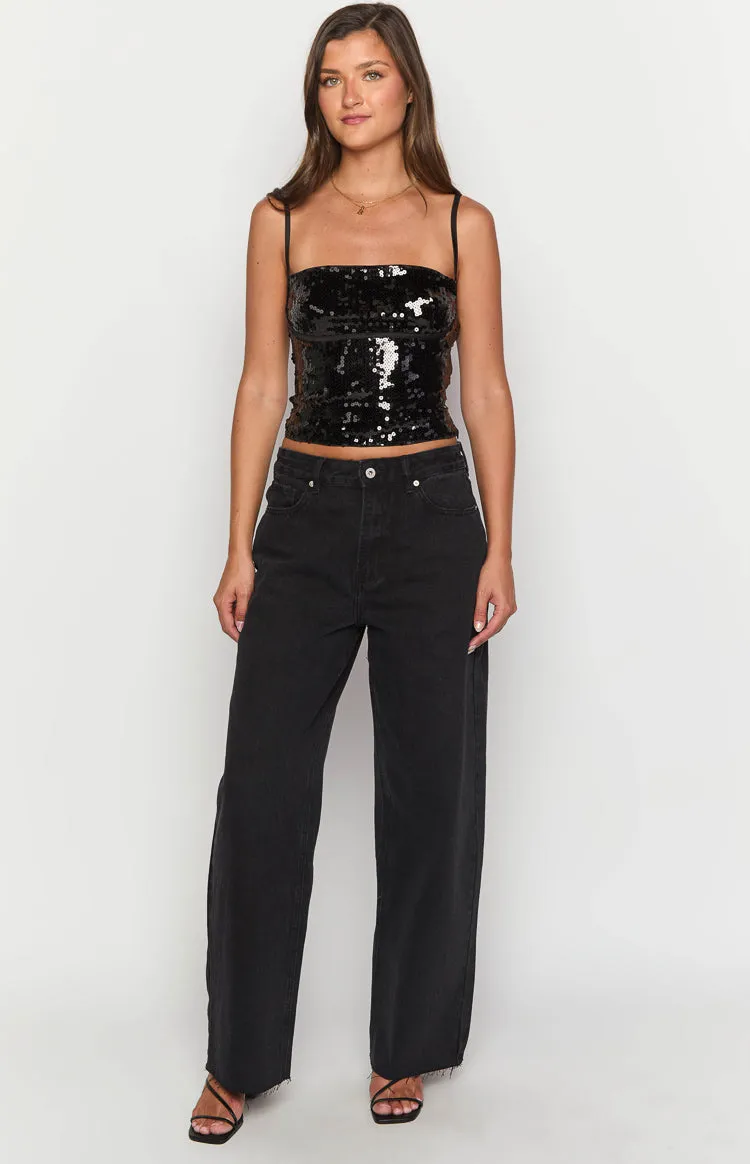 She's Yours Black Wide Leg Boyfriend Jeans sold by Beginning Boutique product image thumbnail 2