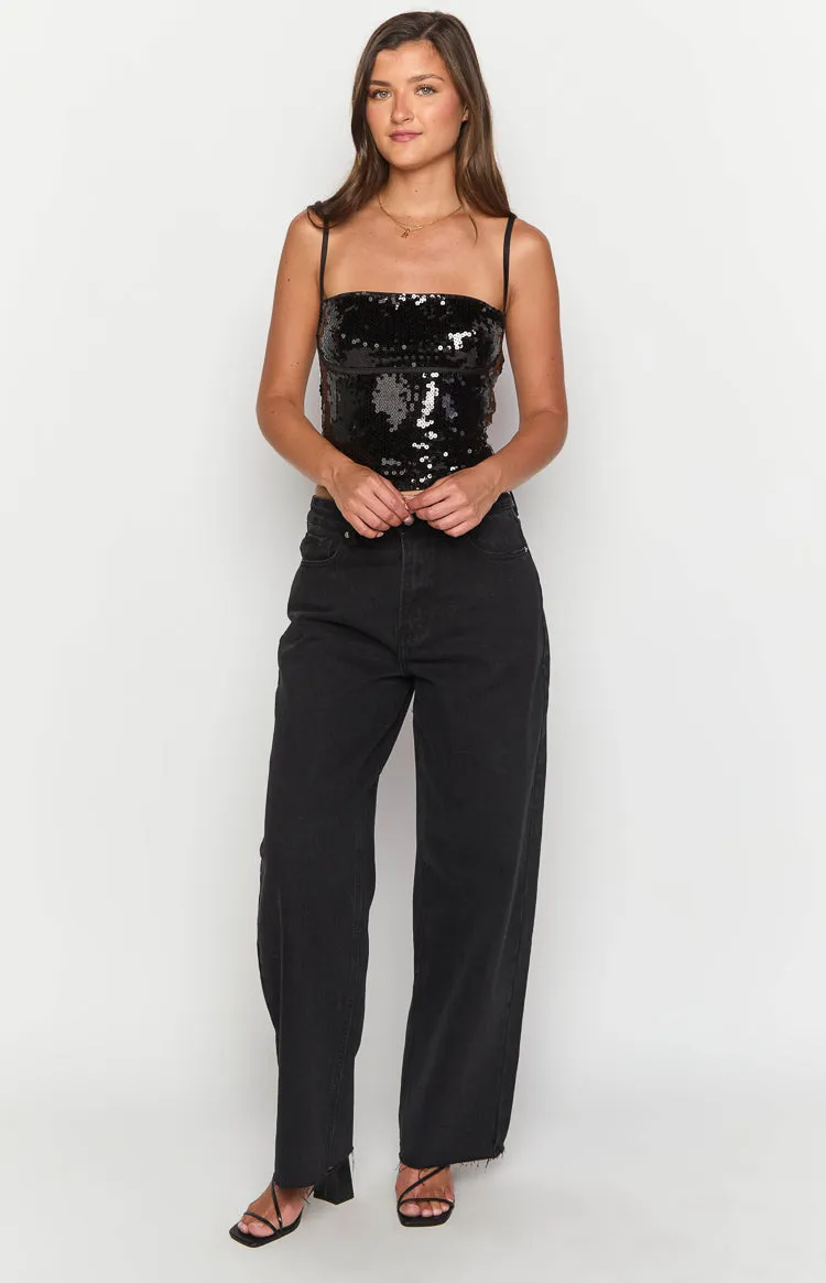 She's Yours Black Wide Leg Boyfriend Jeans sold by Beginning Boutique product image thumbnail 3