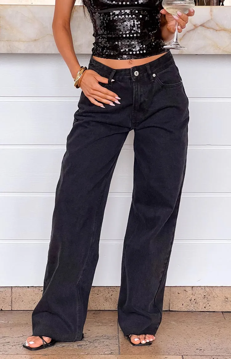 She's Yours Black Wide Leg Boyfriend Jeans sold by Beginning Boutique