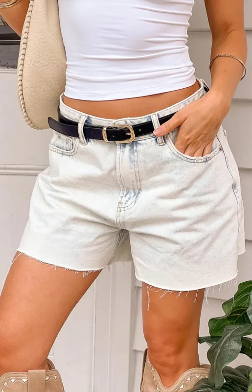 Annette Acid Wash Denim Shorts sold by Beginning Boutique
