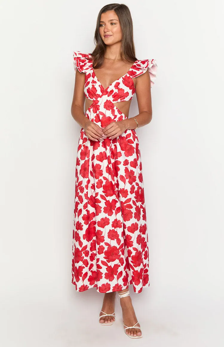 Kaden Red Anemone Floral Print Maxi Dress sold by Beginning Boutique product image thumbnail 2