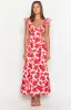 Kaden Red Anemone Floral Print Maxi Dress sold by Beginning Boutique