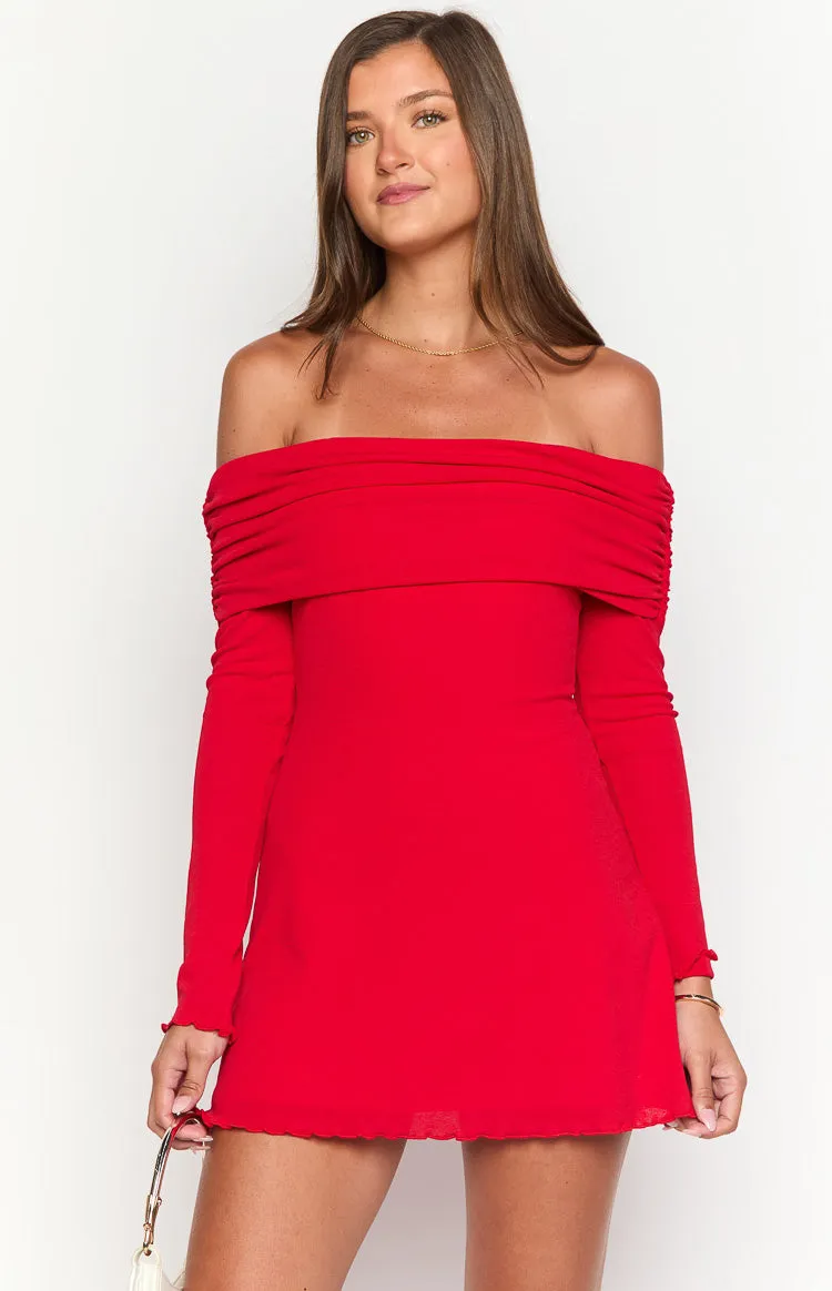 Mary Red Long Sleeve Mini Dress sold by Beginning Boutique product image thumbnail 3