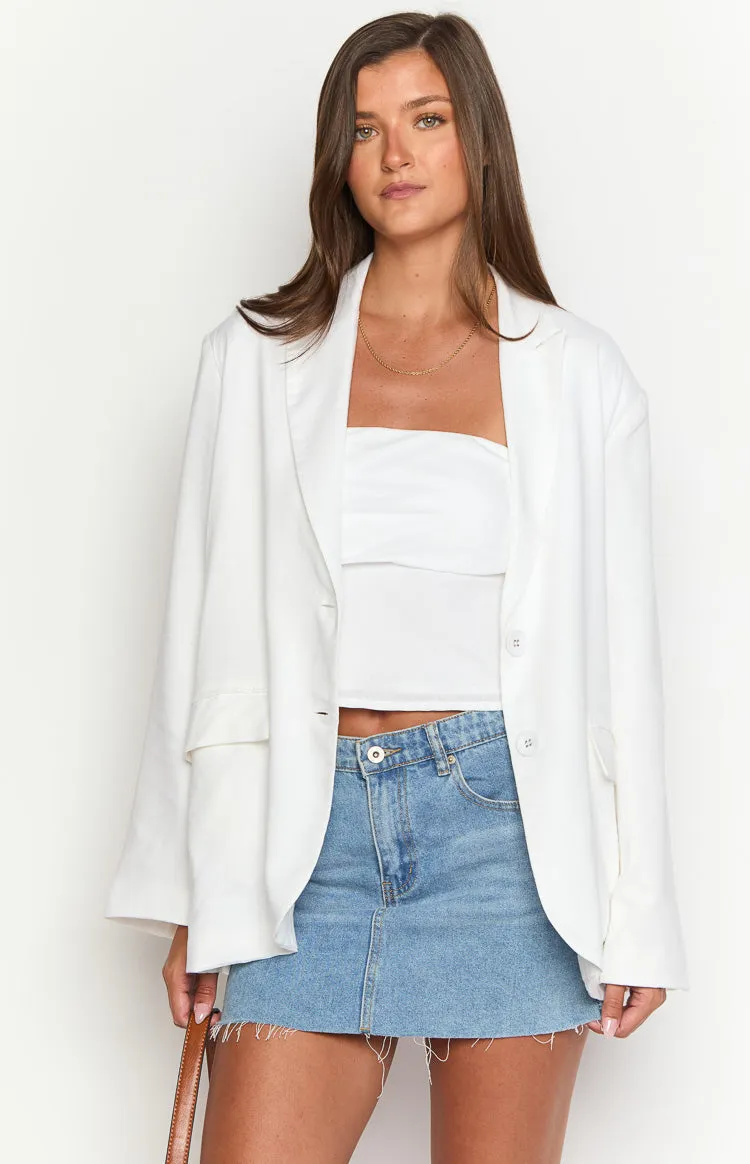 Cassy White Linen Blend Blazer sold by Beginning Boutique product image thumbnail 2