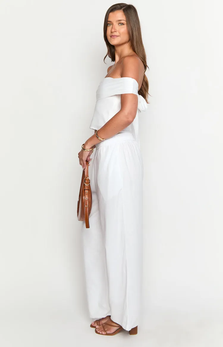 Moana White Linen Blend Pants sold by Beginning Boutique product image thumbnail 4
