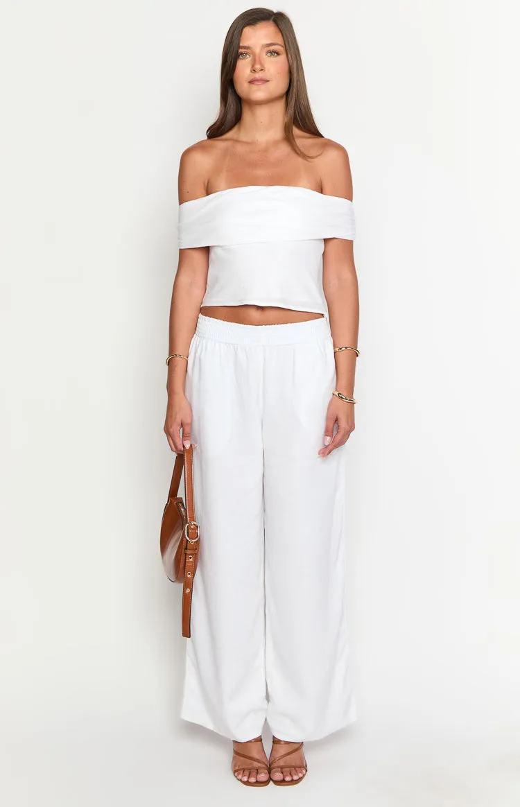 Moana White Linen Blend Pants sold by Beginning Boutique product image thumbnail 2