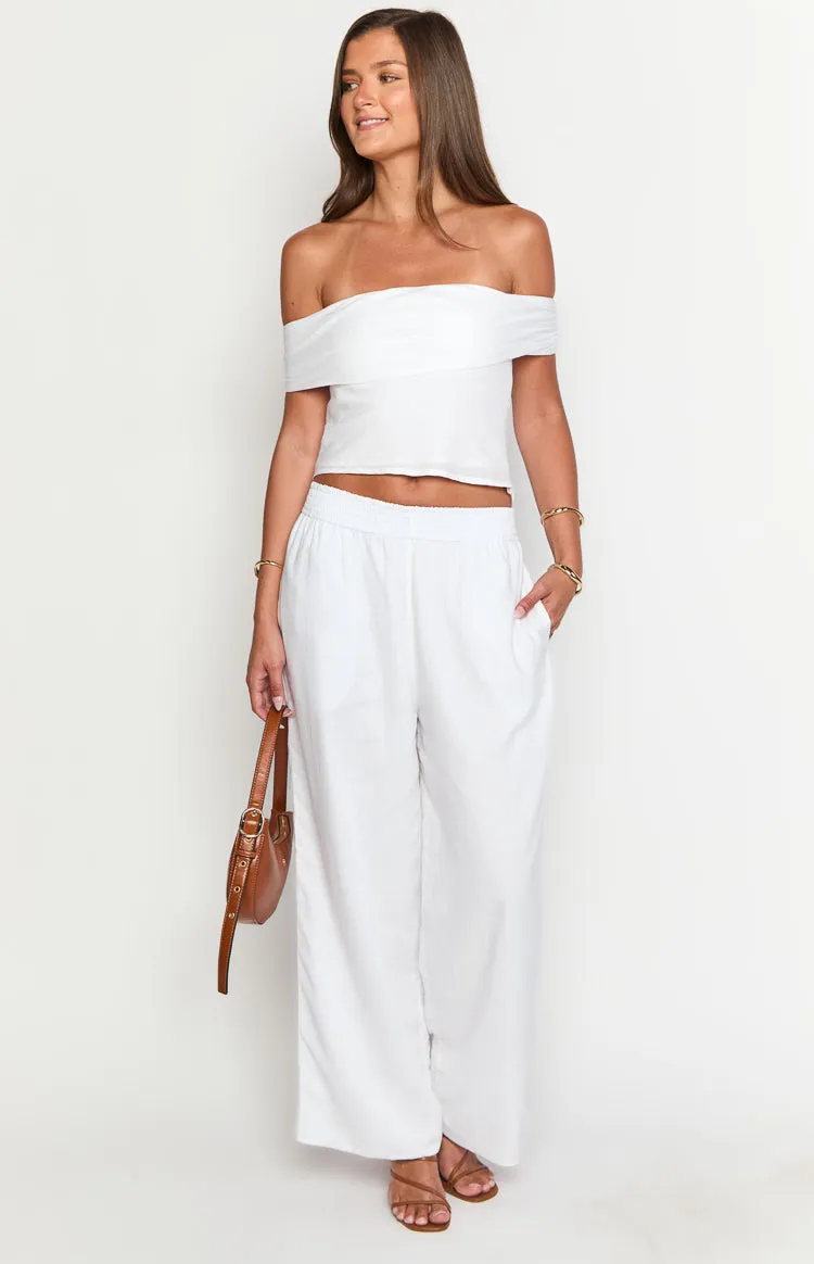 Moana White Linen Blend Pants sold by Beginning Boutique product image thumbnail 3