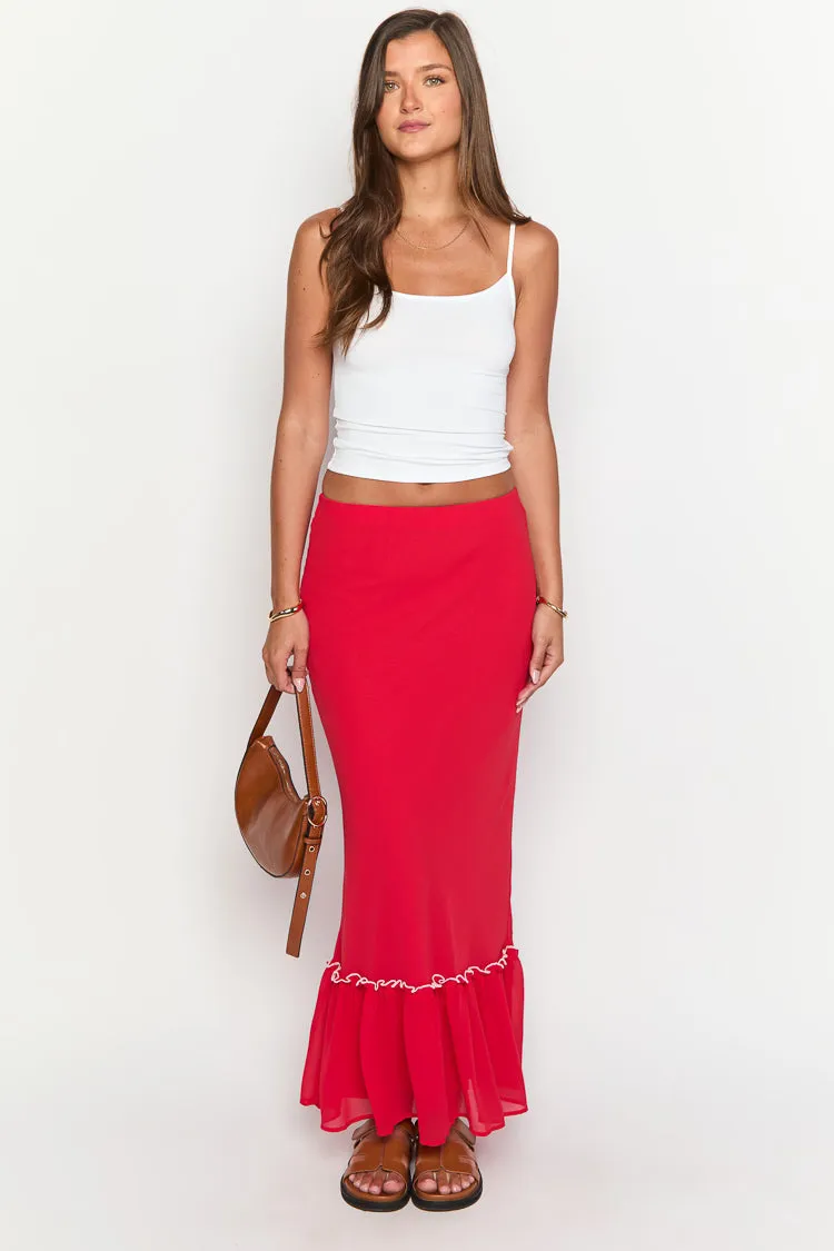 Wiatt Red Maxi Skirt sold by Beginning Boutique product image thumbnail 3