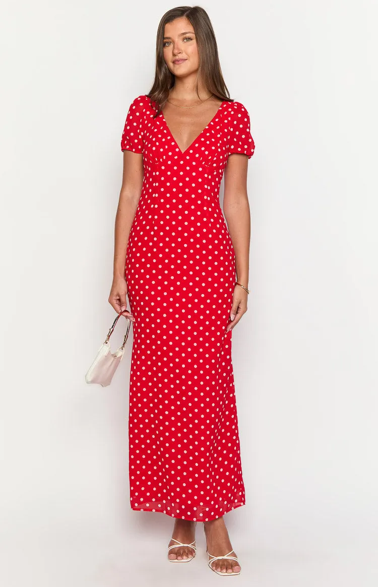 Lovella Red Polka Dot Maxi Dress sold by Beginning Boutique product image thumbnail 2