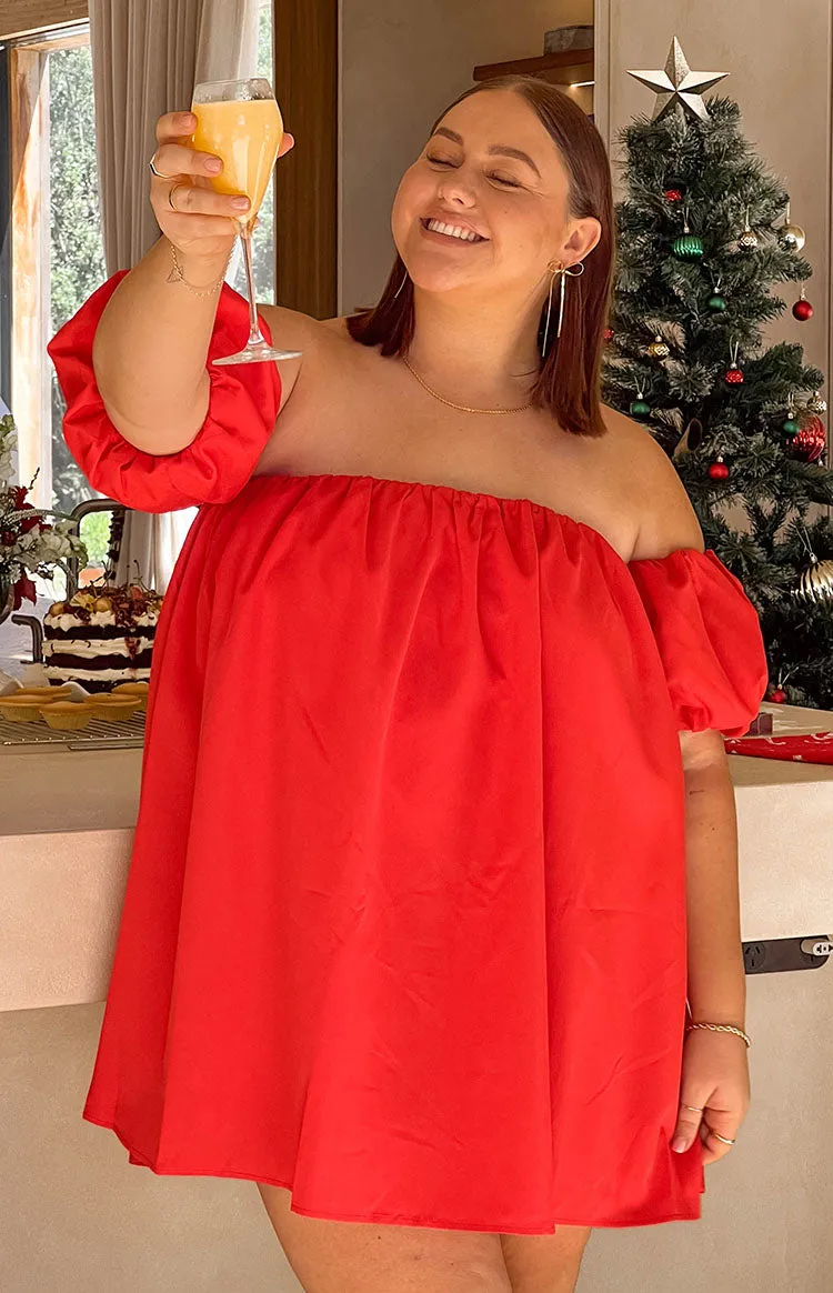 Jozette Red Off The Shoulder Mini Dress sold by Beginning Boutique