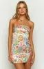 Lauren Summer Print Strapless Mini Dress sold by Beginning Boutique
