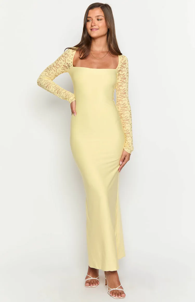 Paityn Yellow Lace Maxi Dress sold by Beginning Boutique product image thumbnail 3