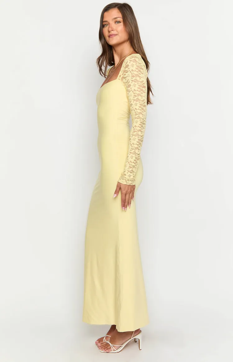 Paityn Yellow Lace Maxi Dress sold by Beginning Boutique product image thumbnail 4