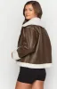 Myki Brown Sherpa Jacket sold by Beginning Boutique