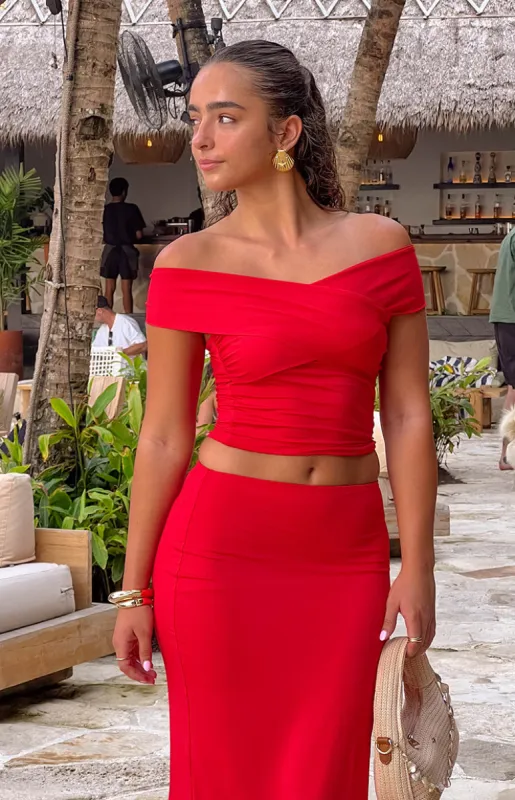 Jaya Red Crop Top made by Beginning Boutique
