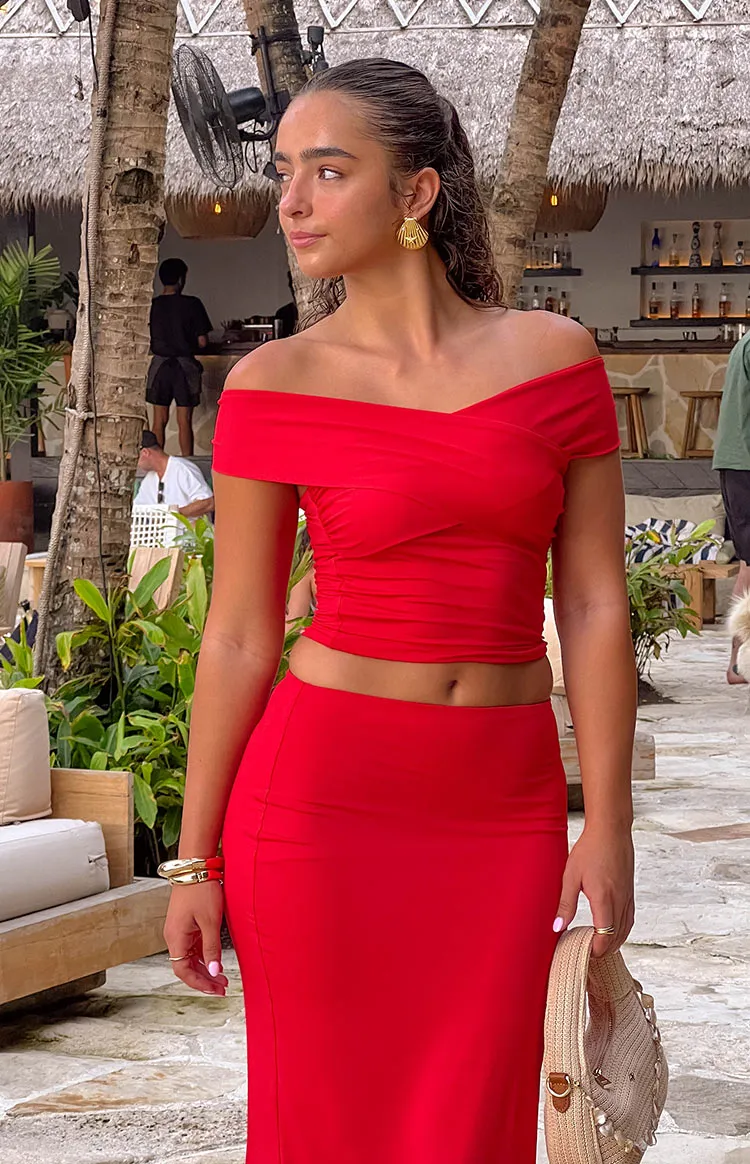 Jaya Red Crop Top sold by Beginning Boutique