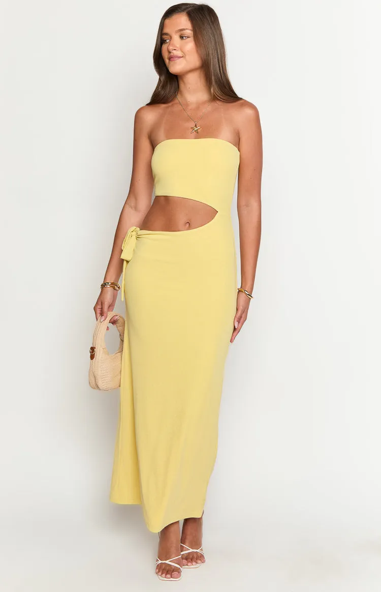 Celina Yellow Strapless Maxi Dress sold by Beginning Boutique product image thumbnail 2