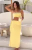 Celina Yellow Strapless Maxi Dress sold by Beginning Boutique