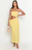 Celina Yellow Strapless Maxi Dress sold by Beginning Boutique