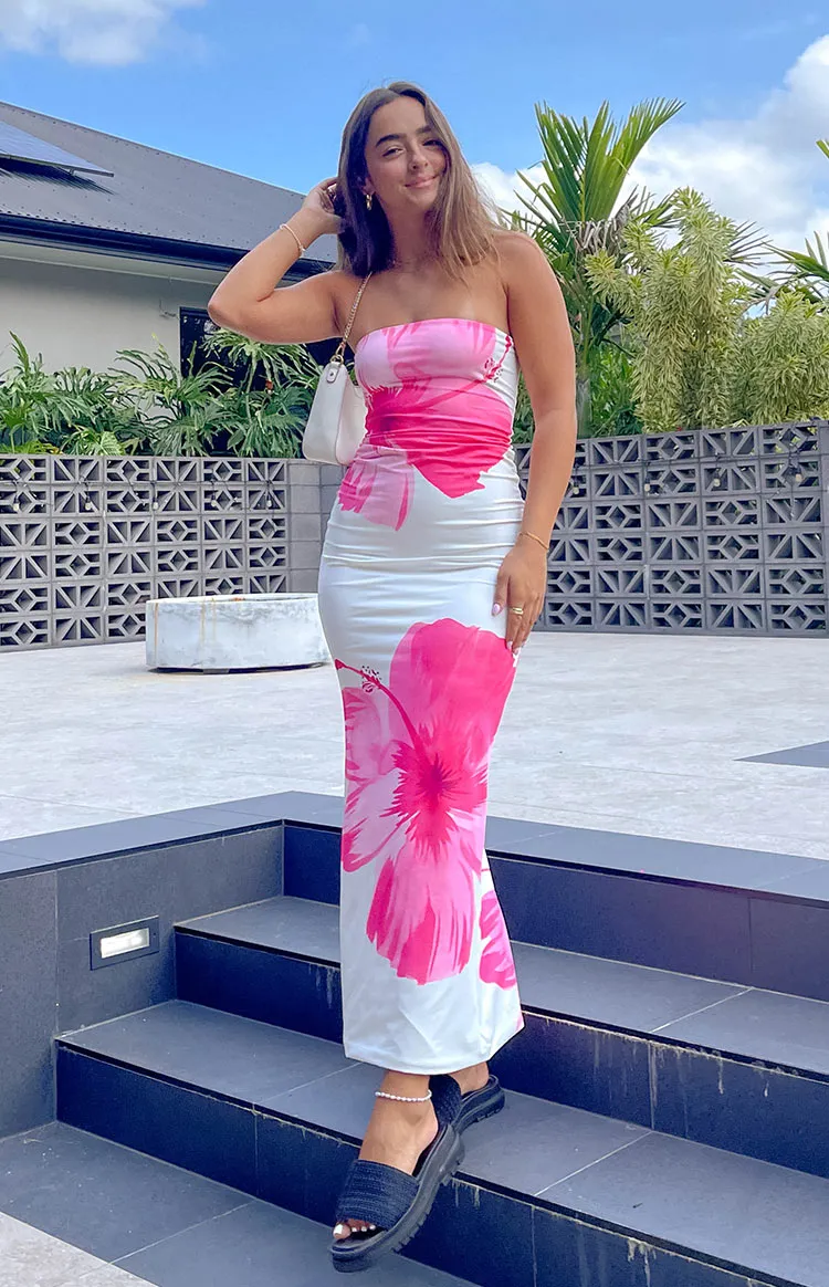 Arizona Pink Floral Print Maxi Dress sold by Beginning Boutique