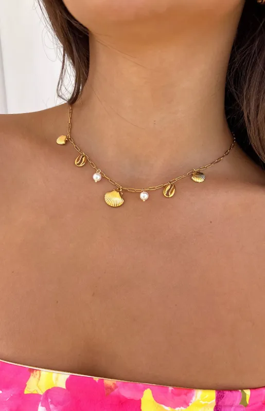 Gigli Gold Shell Necklace sold by Beginning Boutique