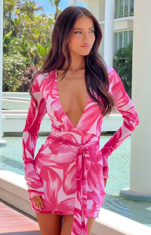 Florenta Pink Floral Mini Dress sold by Beginning Boutique