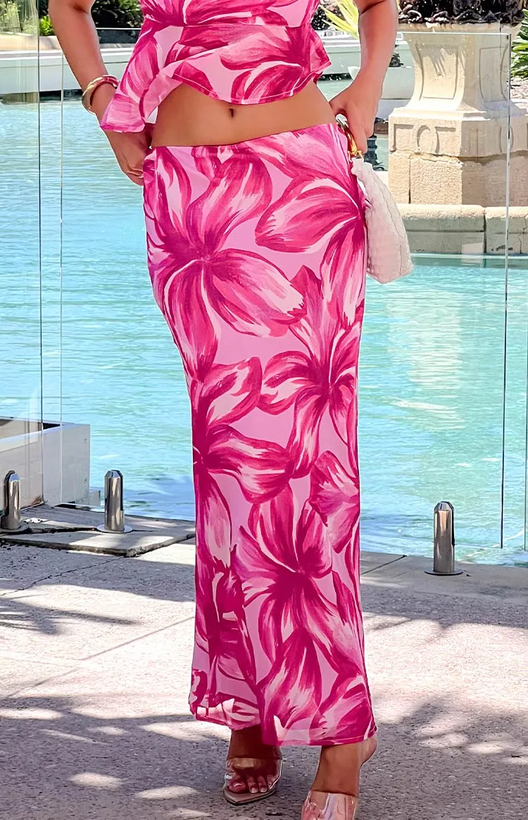 Karla Pink Floral Maxi Skirt sold by Beginning Boutique