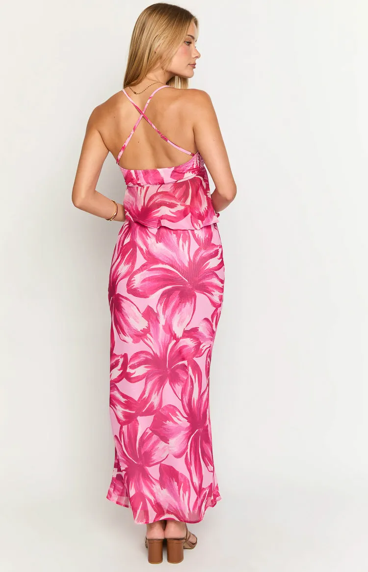 Karla Pink Floral Maxi Skirt sold by Beginning Boutique product image thumbnail 5