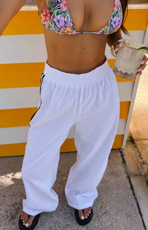 Jenner White Linen Blend Pants sold by Beginning Boutique