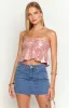 Barbara Pink Metallic Strapless Crop Top sold by Beginning Boutique