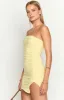 Let Go Yellow Ruched Mini Dress sold by Beginning Boutique