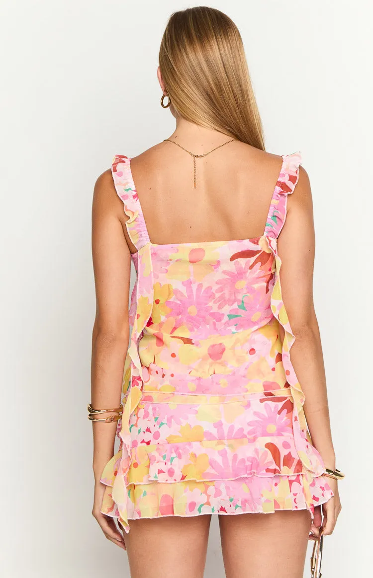 Caspian Strawberry Girl Print Chiffon Mini Skirt sold by Beginning Boutique product image thumbnail 5