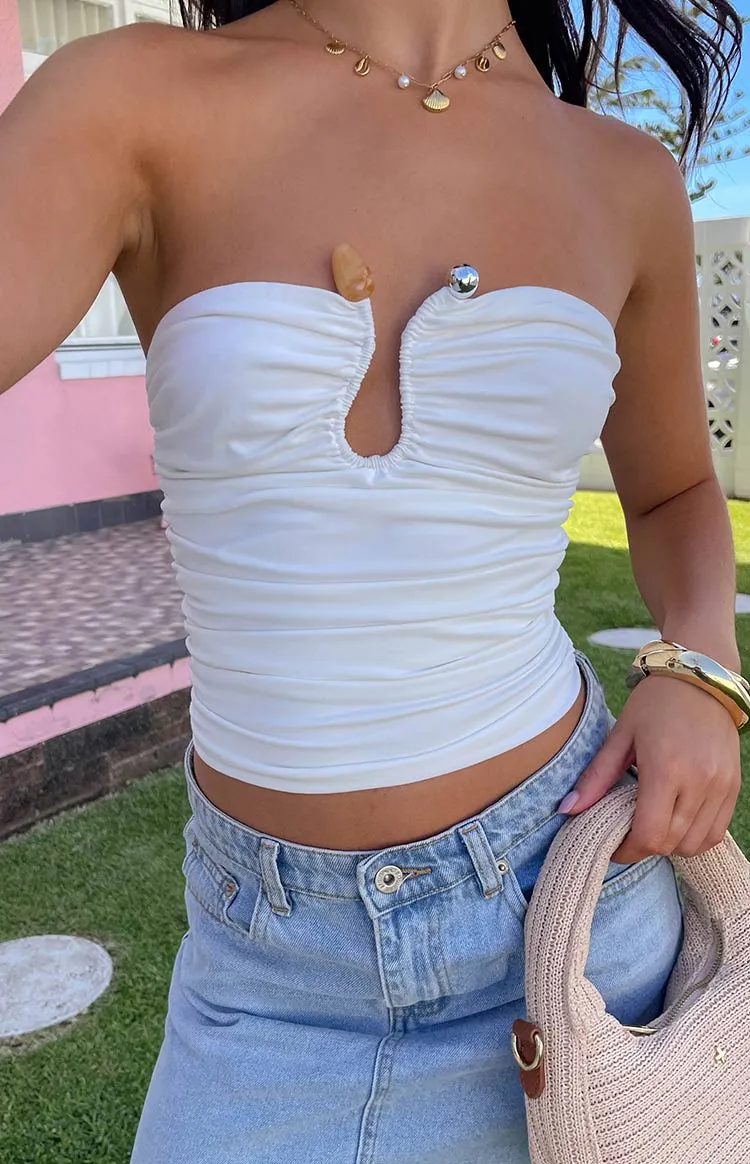 Kassy White Strapless Top sold by Beginning Boutique