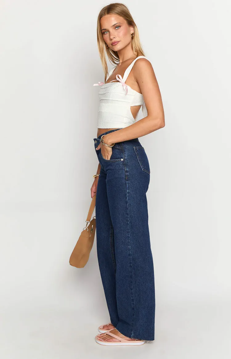 Kansis Dark Blue Uneven Waist Jeans sold by Beginning Boutique product image thumbnail 4