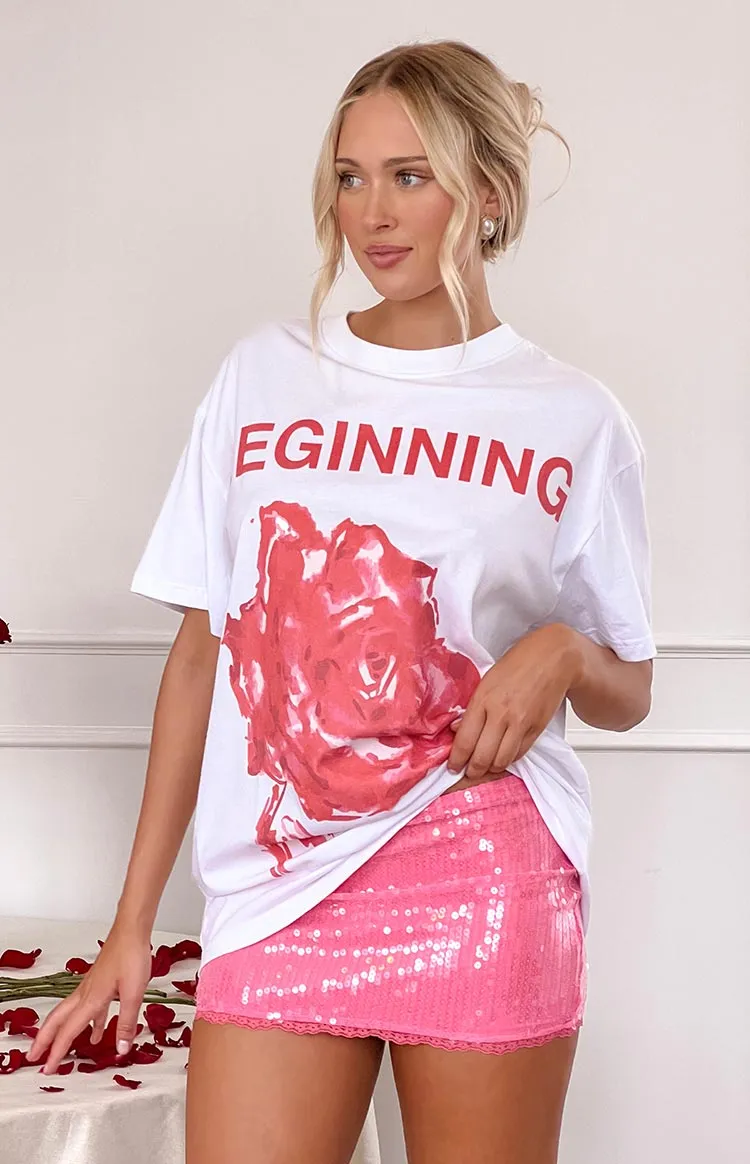 Beginning Rose White Tee sold by Beginning Boutique