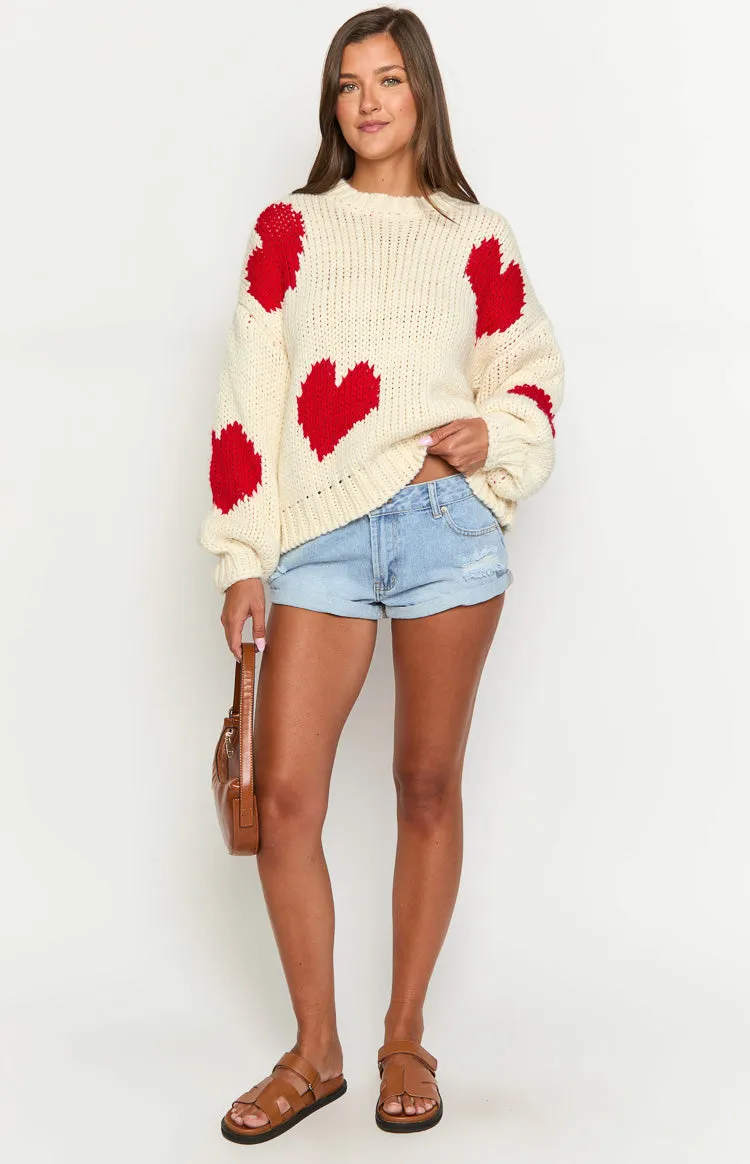 Chandi Cream Heart Chunky Knit Sweater sold by Beginning Boutique product image thumbnail 3