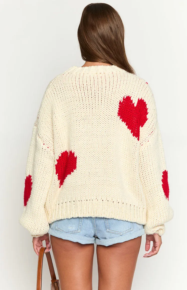 Chandi Cream Heart Chunky Knit Sweater sold by Beginning Boutique product image thumbnail 5