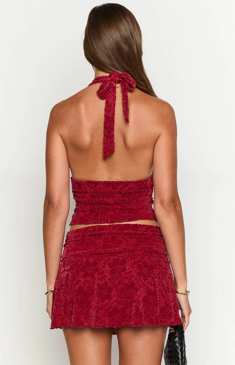 Clancy Red Velvet Crop Top sold by Beginning Boutique product image thumbnail 5