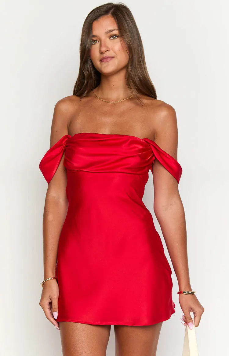 Zoella Red Off The Shoulder Mini Dress sold by Beginning Boutique product image thumbnail 2