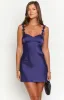 Marbelle Navy Satin Mini Dress sold by Beginning Boutique