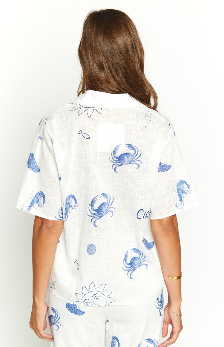 Caelen Blue Print Short Sleeve Top sold by Beginning Boutique product image thumbnail 5