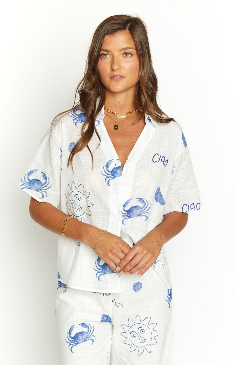 Caelen Blue Print Short Sleeve Top sold by Beginning Boutique product image thumbnail 3