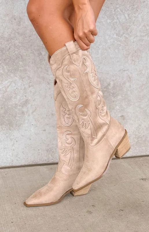 Billini Tulie Beige Cowboy Boots sold by Beginning Boutique