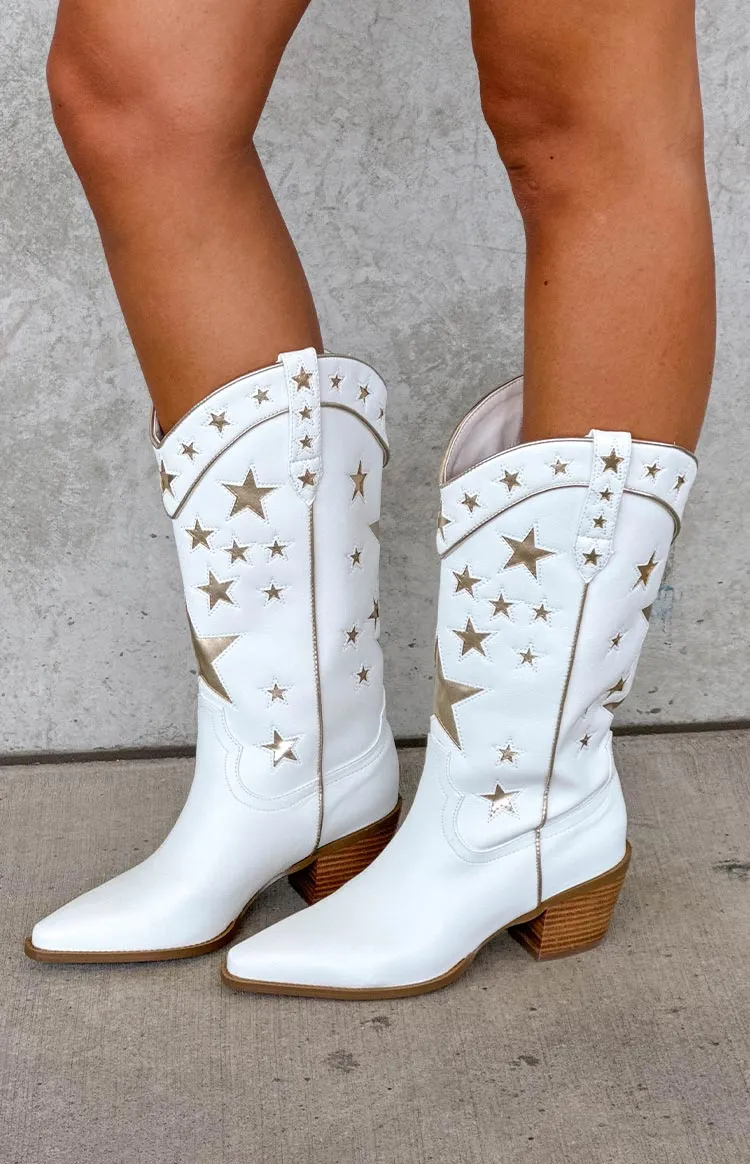 Billini Dollie White Gold Metallic Cowboy Boots sold by Beginning Boutique product image thumbnail 2