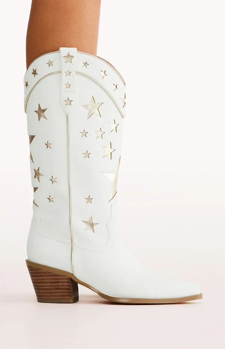 Billini Dollie White Gold Metallic Cowboy Boots sold by Beginning Boutique product image thumbnail 5