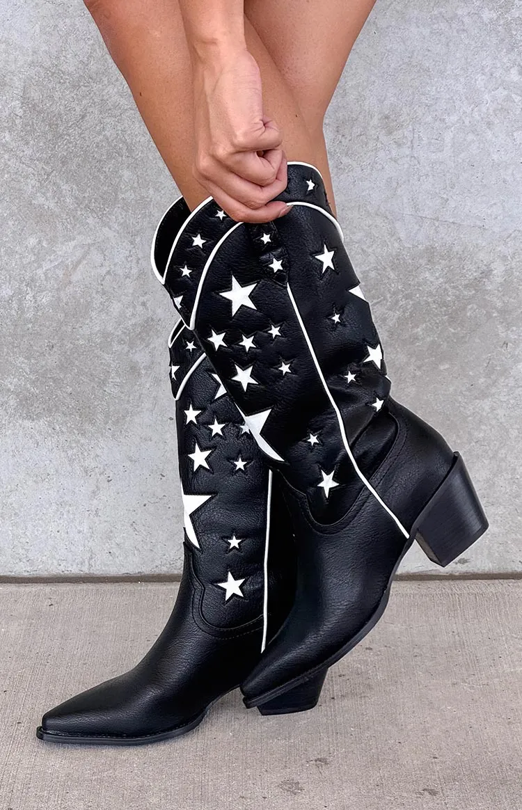 Billini Dollie Black And White Cowboy Boots sold by Beginning Boutique