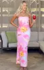 Arizona Pink And Orange Floral Mesh Maxi Dress sold by Beginning Boutique